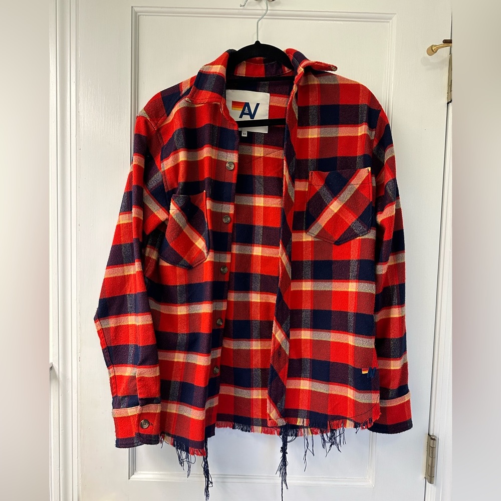 Aviator Nation rugby plaid flannel long sleeve shirt in size xs